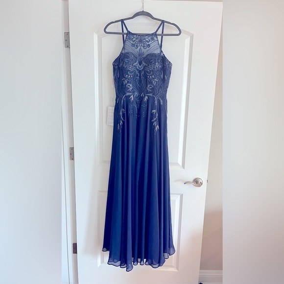JJs House | Dresses | Brandnew Beautiful Navy Blue Embellished Prom ...